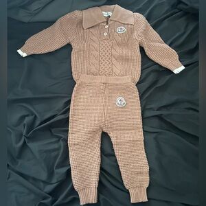 Brown Knit Kids One Piece Set